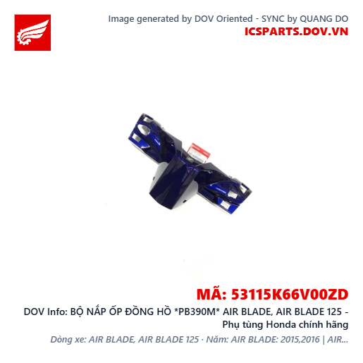 BỘ NẮP ỐP ĐỒNG HỒ *PB390M* AIR BLADE, AIR BLADE 125 - Phụ tùng Honda chính hãng