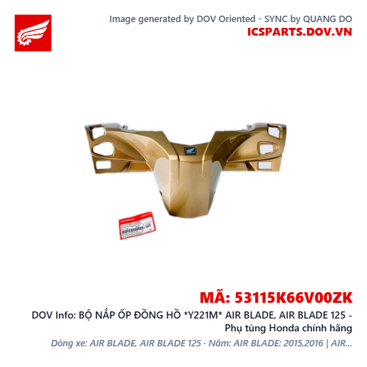 BỘ NẮP ỐP ĐỒNG HỒ *Y221M* AIR BLADE, AIR BLADE 125 - Phụ tùng Honda chính hãng