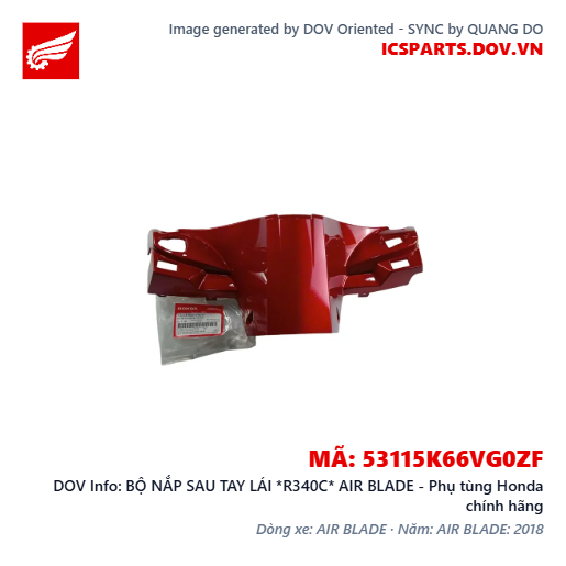BỘ NẮP SAU TAY LÁI *R340C* AIR BLADE - Phụ tùng Honda chính hãng