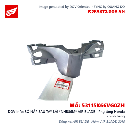 BỘ NẮP SAU TAY LÁI *NHB86M* AIR BLADE - Phụ tùng Honda chính hãng