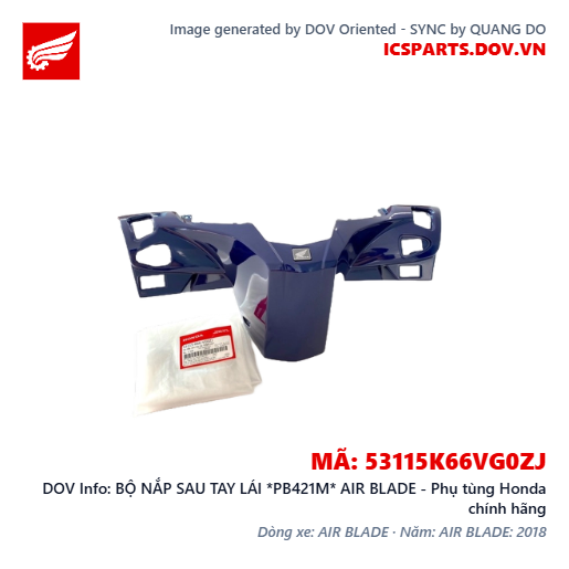 BỘ NẮP SAU TAY LÁI *PB421M* AIR BLADE - Phụ tùng Honda chính hãng