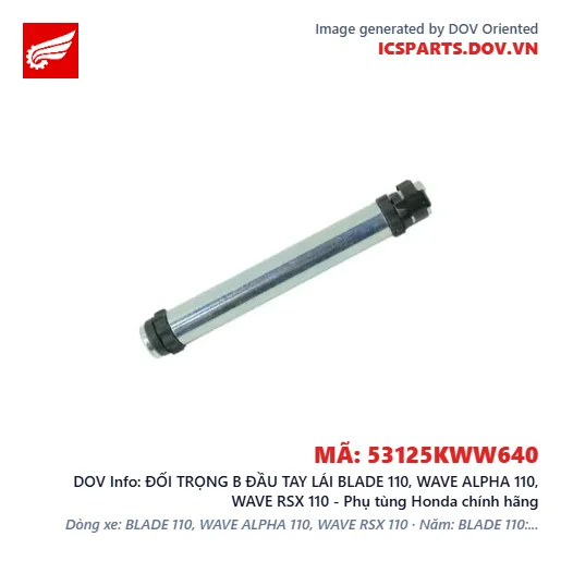 ĐỐI TRỌNG B ĐẦU TAY LÁI BLADE 110, WAVE ALPHA 110, WAVE RSX 110 - Phụ tùng Honda chính hãng