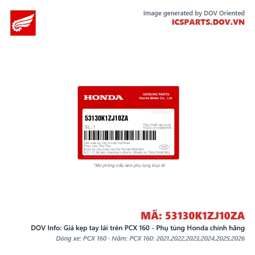 Giá kẹp tay lái trên PCX 160 - Phụ tùng Honda chính hãng
