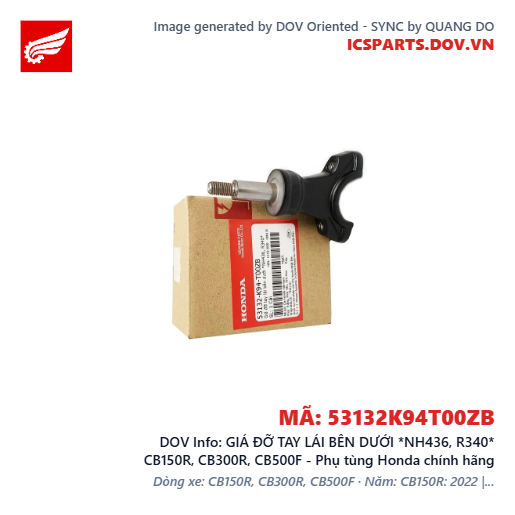 GIÁ ĐỠ TAY LÁI BÊN DƯỚI *NH436, R340* CB150R, CB300R, CB500F - Phụ tùng Honda chính hãng