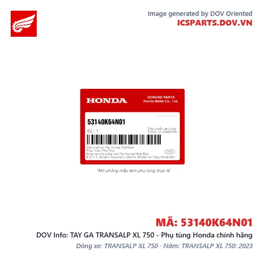 TAY GA TRANSALP XL 750 - Phụ tùng Honda chính hãng