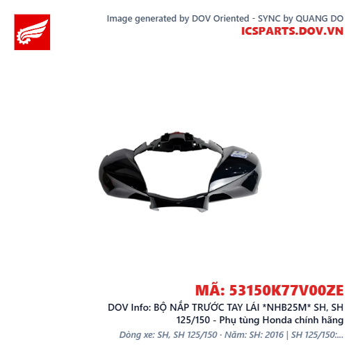 BỘ NẮP TRƯỚC TAY LÁI *NHB25M* SH, SH 125/150 - Phụ tùng Honda chính hãng