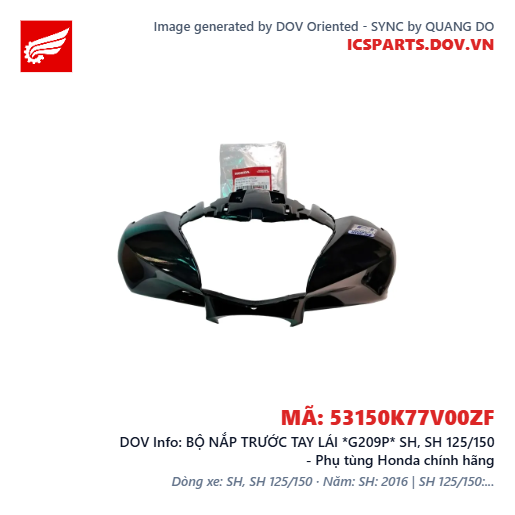 BỘ NẮP TRƯỚC TAY LÁI *G209P* SH, SH 125/150 - Phụ tùng Honda chính hãng