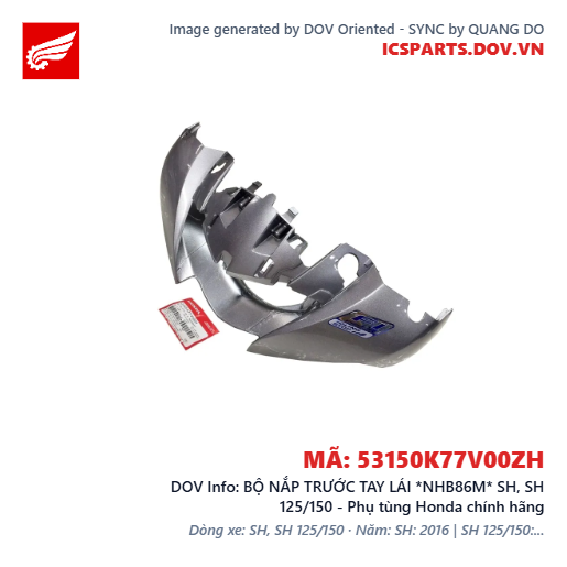 BỘ NẮP TRƯỚC TAY LÁI *NHB86M* SH, SH 125/150 - Phụ tùng Honda chính hãng