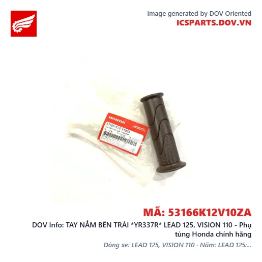 TAY NẮM BÊN TRÁI *YR337R* LEAD 125, VISION 110 - Phụ tùng Honda chính hãng
