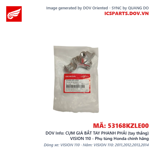 CỤM GIÁ BẮT TAY PHANH PHẢI (tay thắng) VISION 110 - Phụ tùng Honda chính hãng