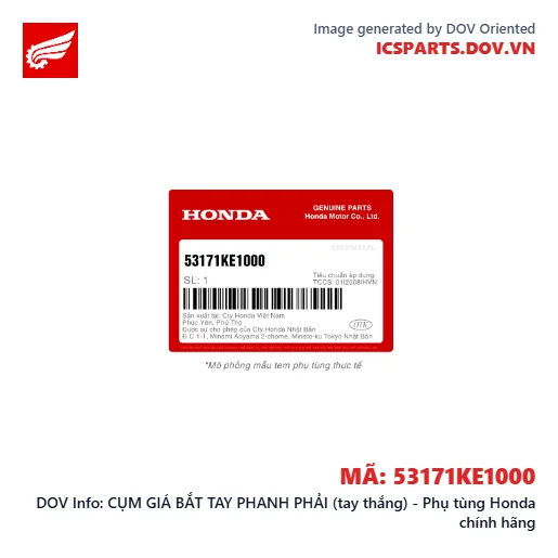 CỤM GIÁ BẮT TAY PHANH PHẢI (tay thắng) - Phụ tùng Honda chính hãng