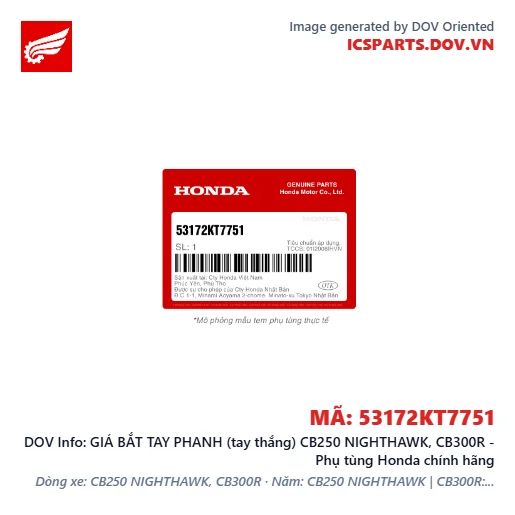 GIÁ BẮT TAY PHANH (tay thắng) CB250 NIGHTHAWK, CB300R - Phụ tùng Honda chính hãng