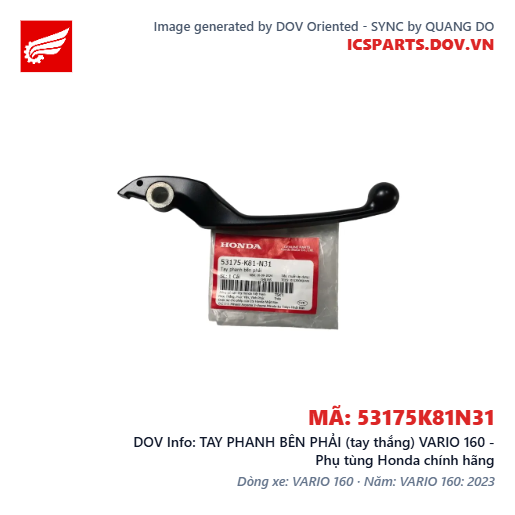 TAY PHANH BÊN PHẢI (tay thắng) VARIO 160 - Phụ tùng Honda chính hãng