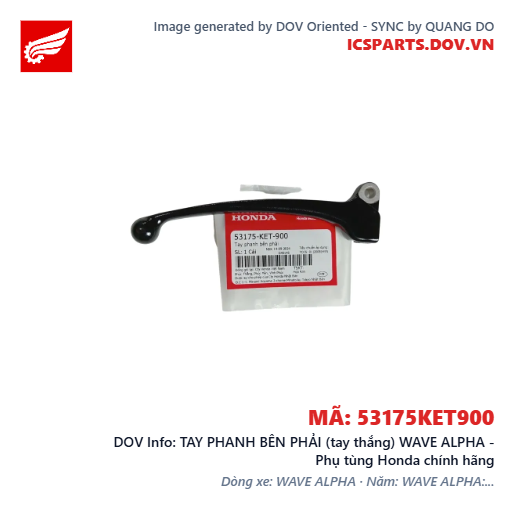 TAY PHANH BÊN PHẢI (tay thắng) WAVE ALPHA - Phụ tùng Honda chính hãng