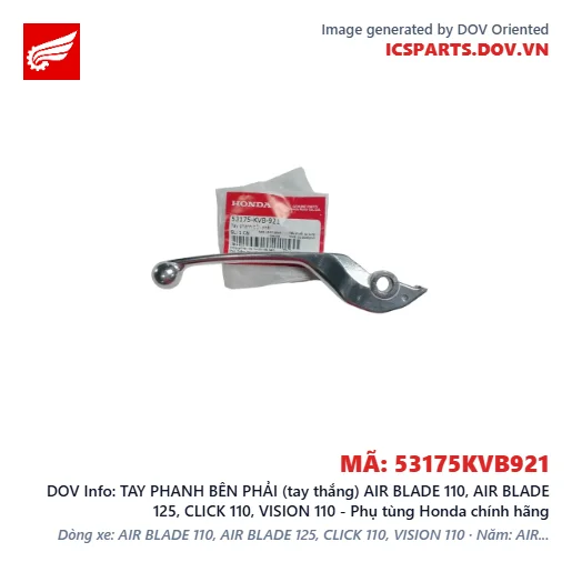 TAY PHANH BÊN PHẢI (tay thắng) AIR BLADE 110, AIR BLADE 125, CLICK 110, VISION 110 - Phụ tùng Honda chính hãng