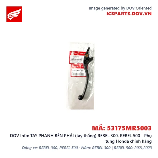 TAY PHANH BÊN PHẢI (tay thắng) REBEL 300, REBEL 500 - Phụ tùng Honda chính hãng