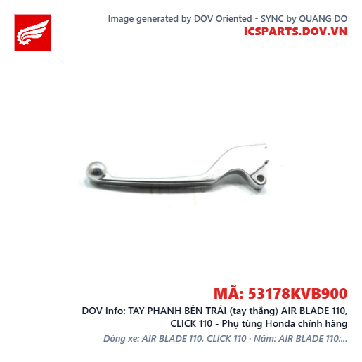 TAY PHANH BÊN TRÁI (tay thắng) AIR BLADE 110, CLICK 110 - Phụ tùng Honda chính hãng