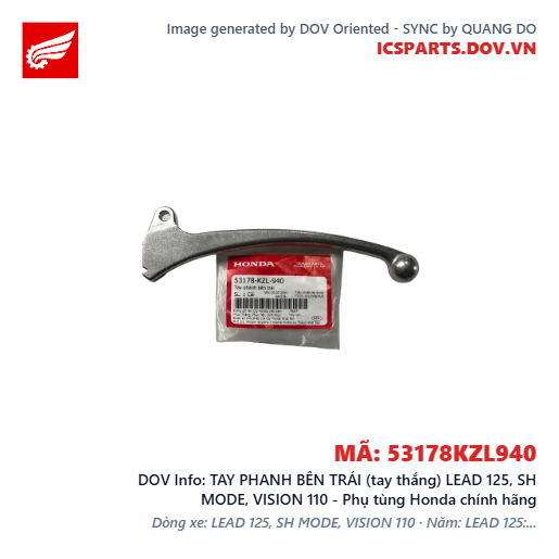 TAY PHANH BÊN TRÁI (tay thắng) LEAD 125, SH MODE, VISION 110 - Phụ tùng Honda chính hãng