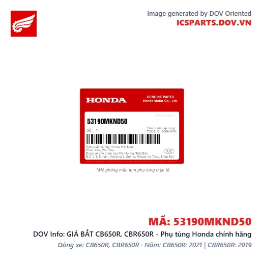 GIÁ BẮT CB650R, CBR650R - Phụ tùng Honda chính hãng