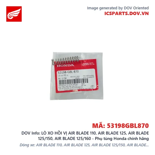LÒ XO HỒI VỊ AIR BLADE 110, AIR BLADE 125, AIR BLADE 125/150, AIR BLADE 125/160 - Phụ tùng Honda chính hãng