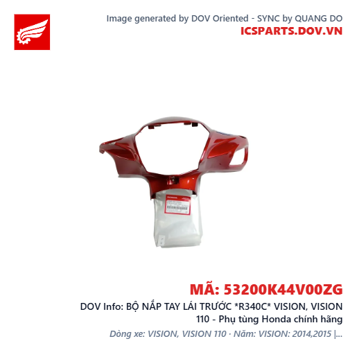 BỘ NẮP TAY LÁI TRƯỚC *R340C* VISION, VISION 110 - Phụ tùng Honda chính hãng