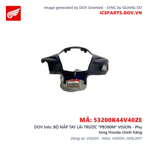 BỘ NẮP TAY LÁI TRƯỚC *PB390M* VISION - Phụ tùng Honda chính hãng