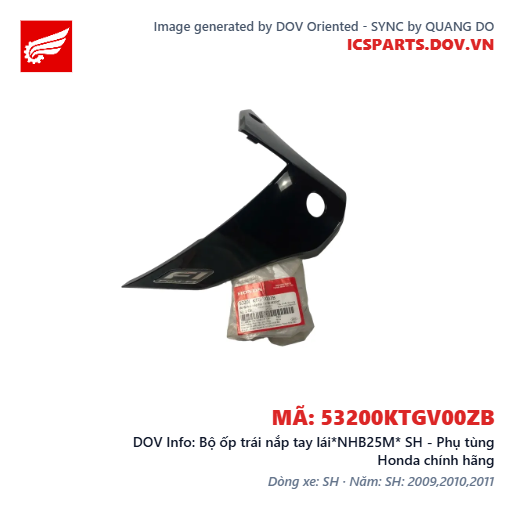 Bộ ốp trái nắp tay lái*NHB25M* SH - Phụ tùng Honda chính hãng