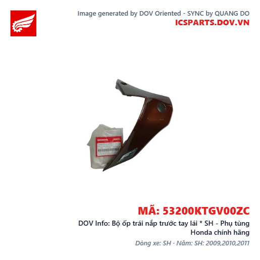 Bộ ốp trái nắp trước tay lái * SH - Phụ tùng Honda chính hãng