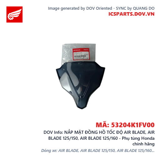 NẮP MẶT ĐỒNG HỒ TỐC ĐỘ AIR BLADE, AIR BLADE 125/150, AIR BLADE 125/160 - Phụ tùng Honda chính hãng