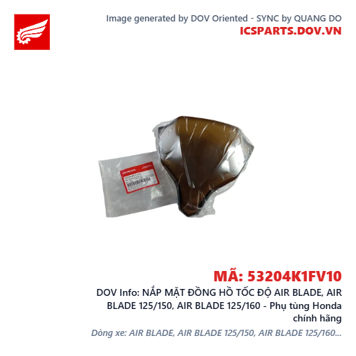 NẮP MẶT ĐỒNG HỒ TỐC ĐỘ AIR BLADE, AIR BLADE 125/150, AIR BLADE 125/160 - Phụ tùng Honda chính hãng