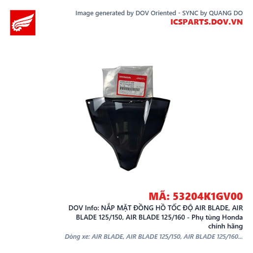 NẮP MẶT ĐỒNG HỒ TỐC ĐỘ AIR BLADE, AIR BLADE 125/150, AIR BLADE 125/160 - Phụ tùng Honda chính hãng