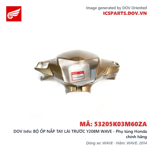 BỘ ỐP NẮP TAY LÁI TRƯỚC Y208M WAVE - Phụ tùng Honda chính hãng