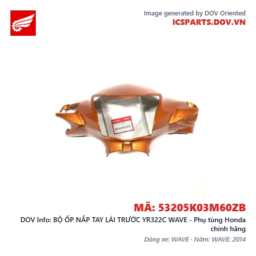 BỘ ỐP NẮP TAY LÁI TRƯỚC YR322C WAVE - Phụ tùng Honda chính hãng