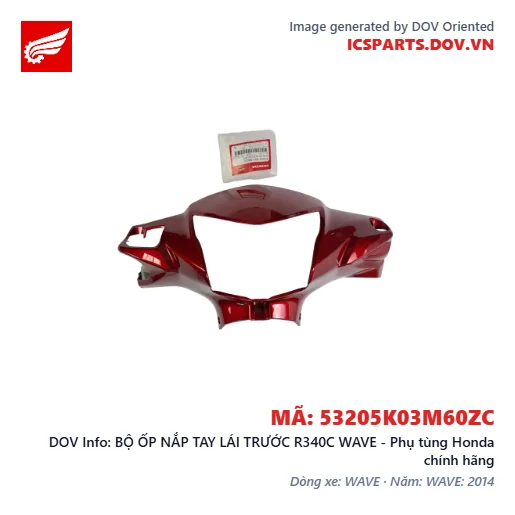 BỘ ỐP NẮP TAY LÁI TRƯỚC R340C WAVE - Phụ tùng Honda chính hãng