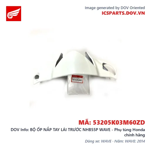 BỘ ỐP NẮP TAY LÁI TRƯỚC NHB55P WAVE - Phụ tùng Honda chính hãng