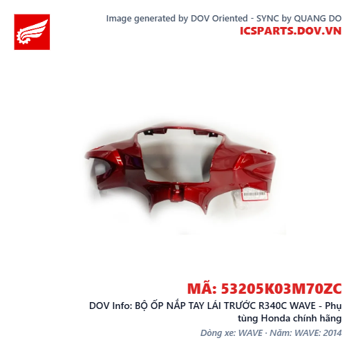 BỘ ỐP NẮP TAY LÁI TRƯỚC R340C WAVE - Phụ tùng Honda chính hãng