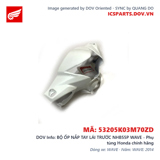 BỘ ỐP NẮP TAY LÁI TRƯỚC NHB55P WAVE - Phụ tùng Honda chính hãng