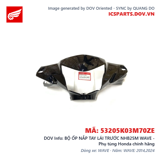 BỘ ỐP NẮP TAY LÁI TRƯỚC NHB25M WAVE - Phụ tùng Honda chính hãng