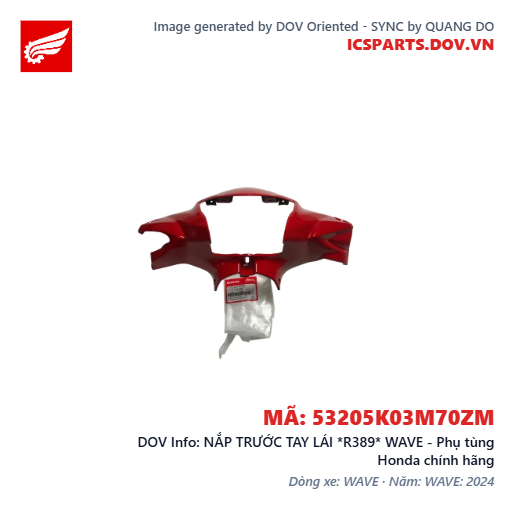 NẮP TRƯỚC TAY LÁI *R389* WAVE - Phụ tùng Honda chính hãng