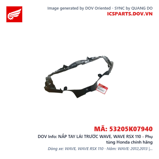 NẮP TAY LÁI TRƯỚC WAVE, WAVE RSX 110 - Phụ tùng Honda chính hãng