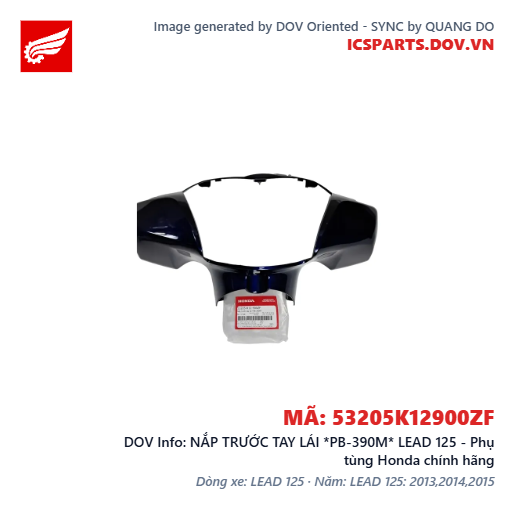 NẮP TRƯỚC TAY LÁI *PB-390M* LEAD 125 - Phụ tùng Honda chính hãng