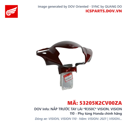 NẮP TRƯỚC TAY LÁI *R350C* VISION, VISION 110 - Phụ tùng Honda chính hãng