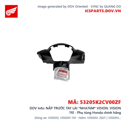 NẮP TRƯỚC TAY LÁI *NHA76M* VISION, VISION 110 - Phụ tùng Honda chính hãng