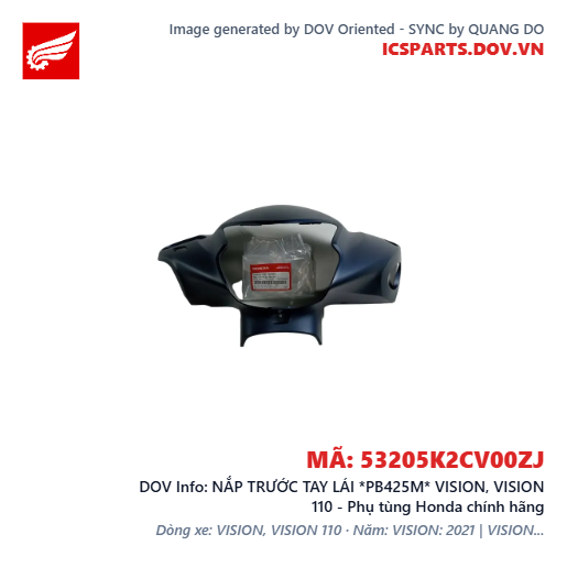 NẮP TRƯỚC TAY LÁI *PB425M* VISION, VISION 110 - Phụ tùng Honda chính hãng