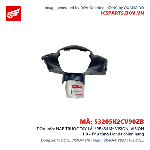 NẮP TRƯỚC TAY LÁI *PB434M* VISION, VISION 110 - Phụ tùng Honda chính hãng