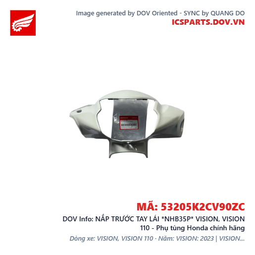 NẮP TRƯỚC TAY LÁI *NHB35P* VISION, VISION 110 - Phụ tùng Honda chính hãng