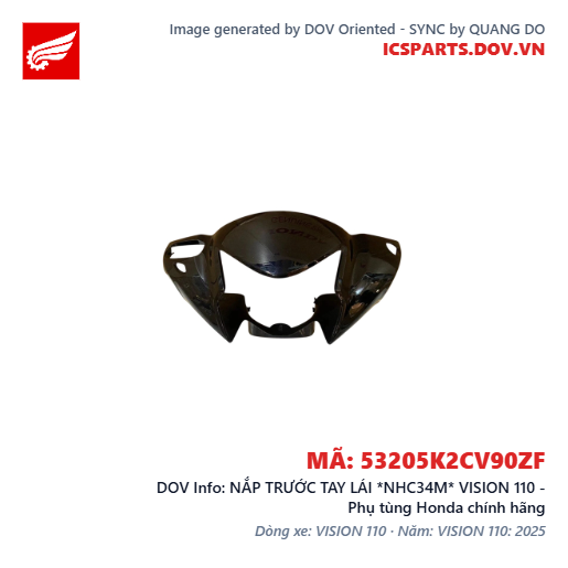 NẮP TRƯỚC TAY LÁI *NHC34M* VISION 110 - Phụ tùng Honda chính hãng