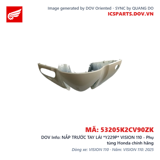 NẮP TRƯỚC TAY LÁI *Y229P* VISION 110 - Phụ tùng Honda chính hãng