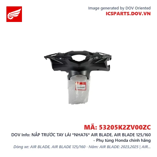 NẮP TRƯỚC TAY LÁI *NHA76* AIR BLADE, AIR BLADE 125/160 - Phụ tùng Honda chính hãng