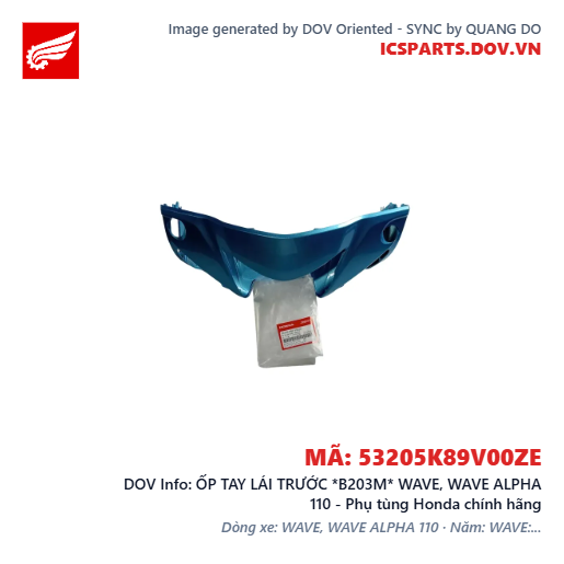 ỐP TAY LÁI TRƯỚC *B203M* WAVE, WAVE ALPHA 110 - Phụ tùng Honda chính hãng